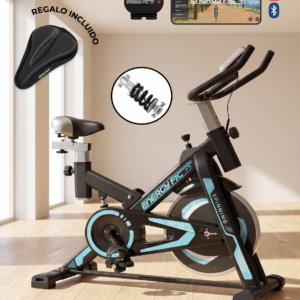 Bicicleta Spinning Shock Rider Profesional Con Amortiguador 30 Kgs y App Bluetooth