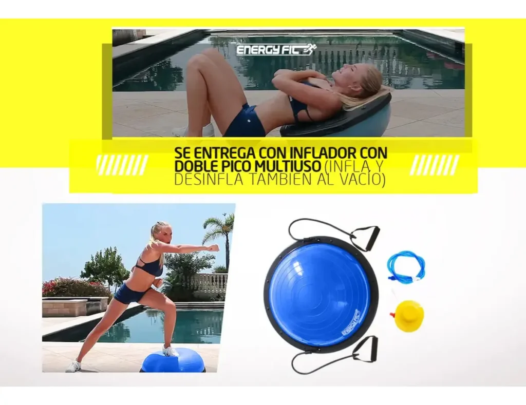 Bosu Semi Esfera 45 Cm Equilibrio + Set Bandas + Inflador