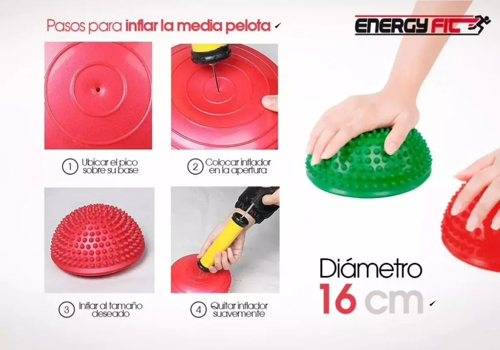 Mini Bosu Kinesiologia Equilibrio Semi Esfera Base C/ Stick