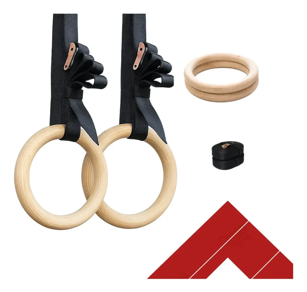 Anillas Calistenia Gimnasia Crossfit Madera + Cintas 4.6 Mts