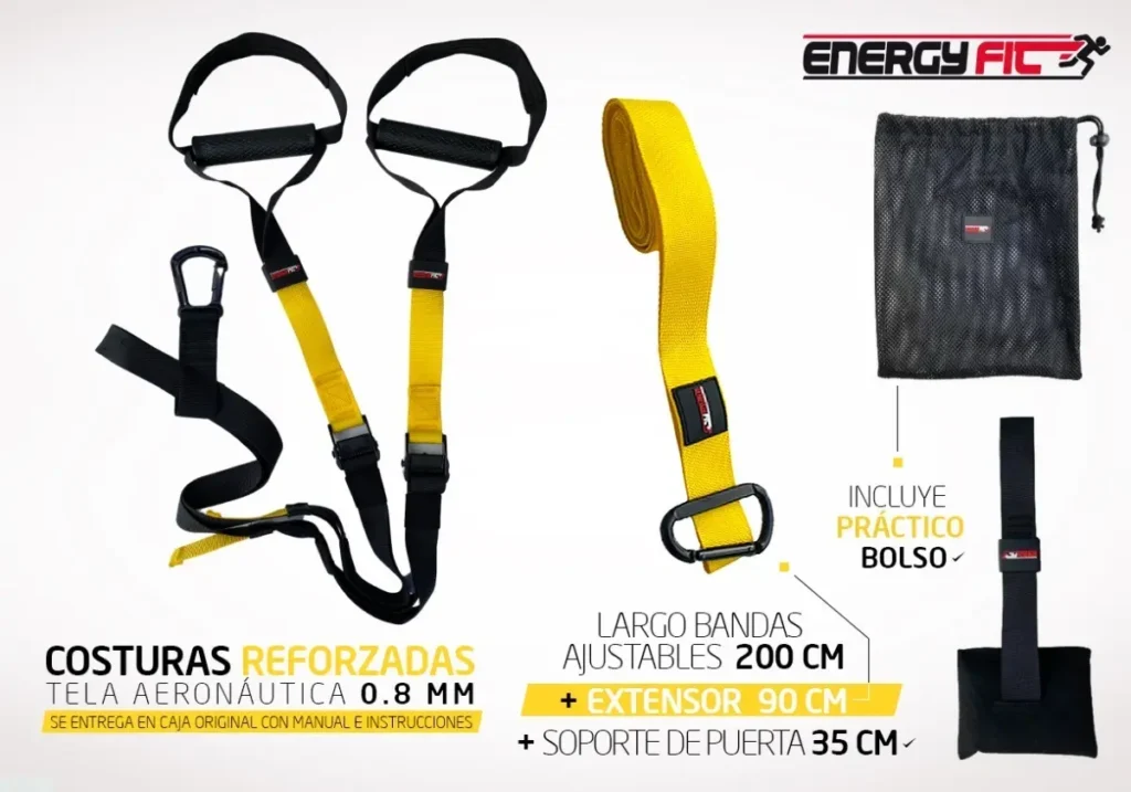 Banda De Suspension 300 Kgs Profesional Energy Fit Kit Bolso