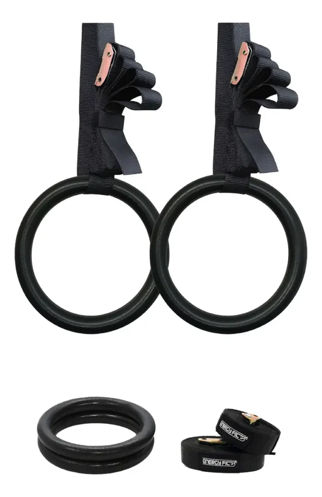 Anillas Crossfit Gimnasia Olimpicas Acero + Cintas 4.6 Mts Negro