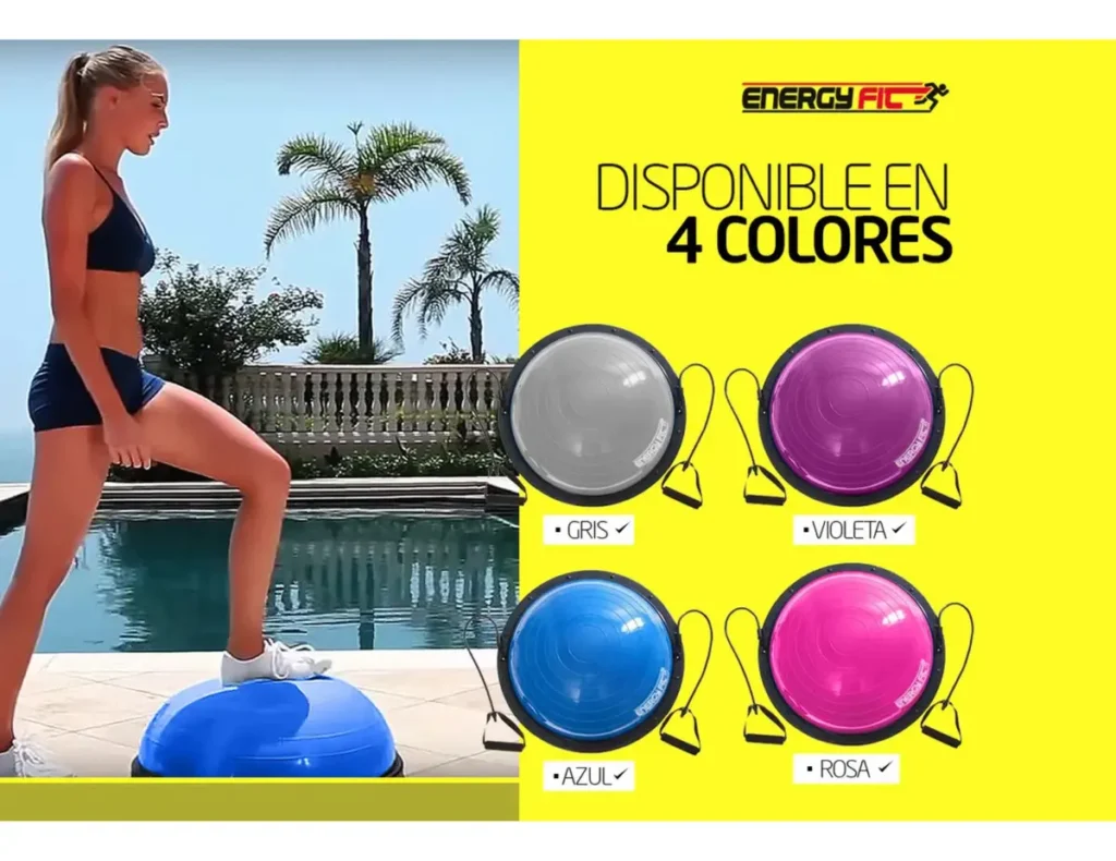 Bosu Semi Esfera 60 Cm Equilibrio + Set Bandas + Inflador