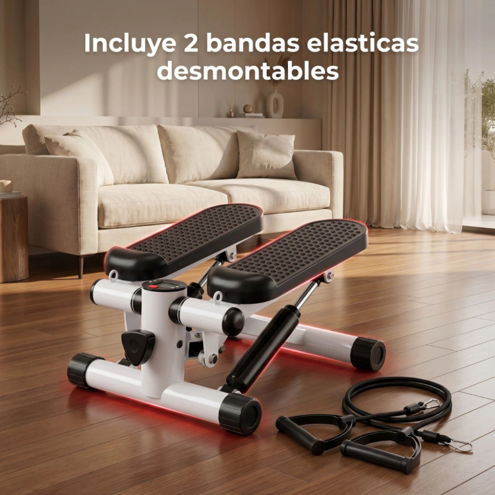 Mini Escalador Stepper Monitor + Alfombra Sujeccion + Bandas