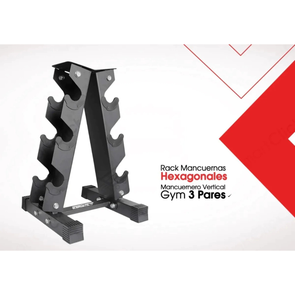 Rack Mancuernas Hexagonales Mancuernero Vertical Gym 3 Pares Negro