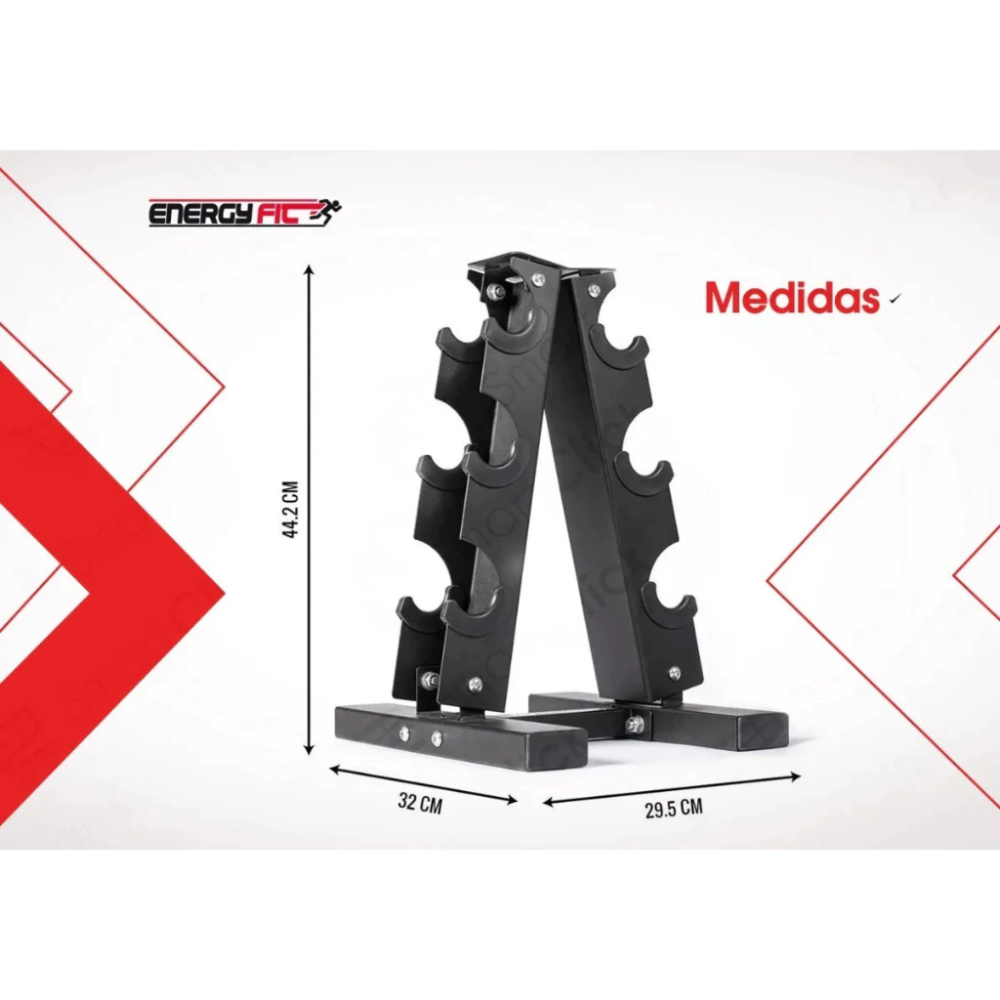 Rack Mancuernas Hexagonales Mancuernero Vertical Gym 3 Pares Negro