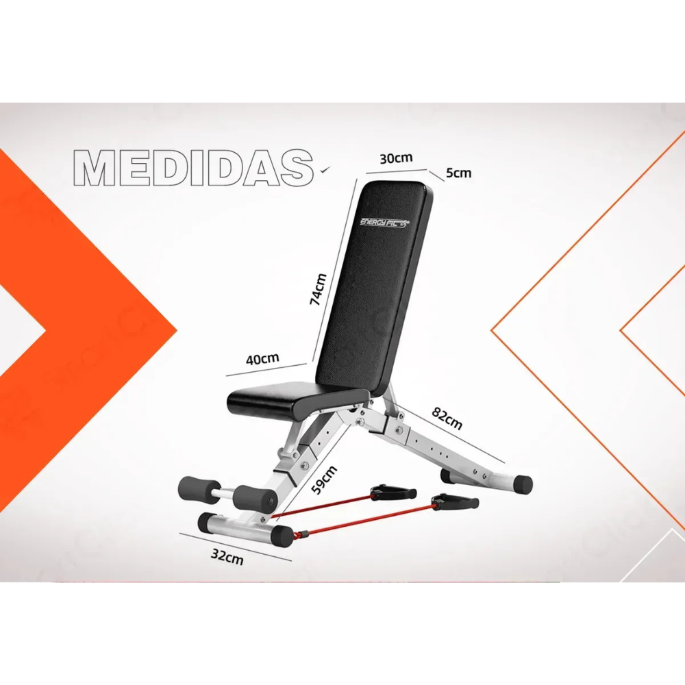 Banco De Pecho Plano Regulable Con Abdominales Gym Plegable