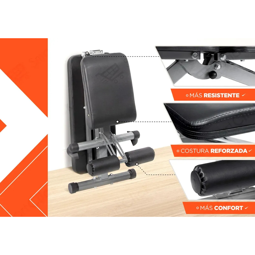 Banco De Pecho Plano Regulable Con Abdominales Gym Plegable