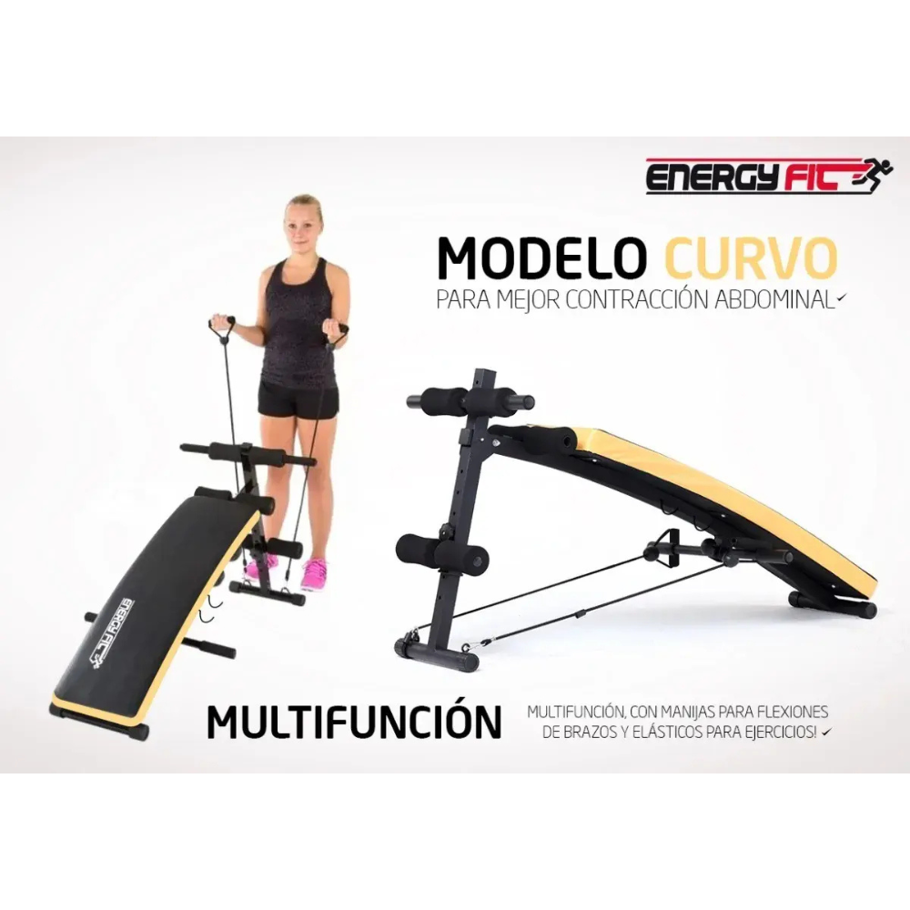 Banco Abdominales Curvo Plegable Regulable Reforzado Premium