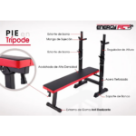 Banco De Pecho Pesas Plano Regulable Plegable + Paralelas Energy Fit