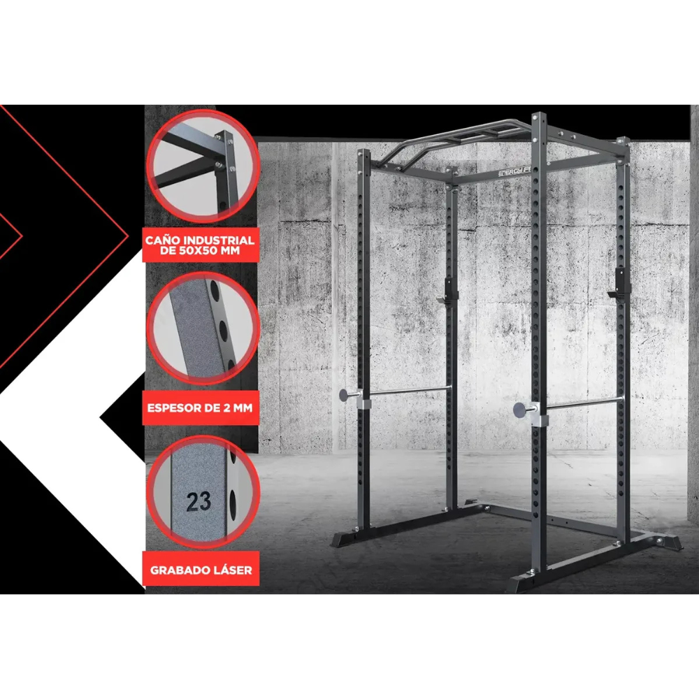 Rack Sentadillas Jaula Potencia Soporte Barra Regulable Gym
