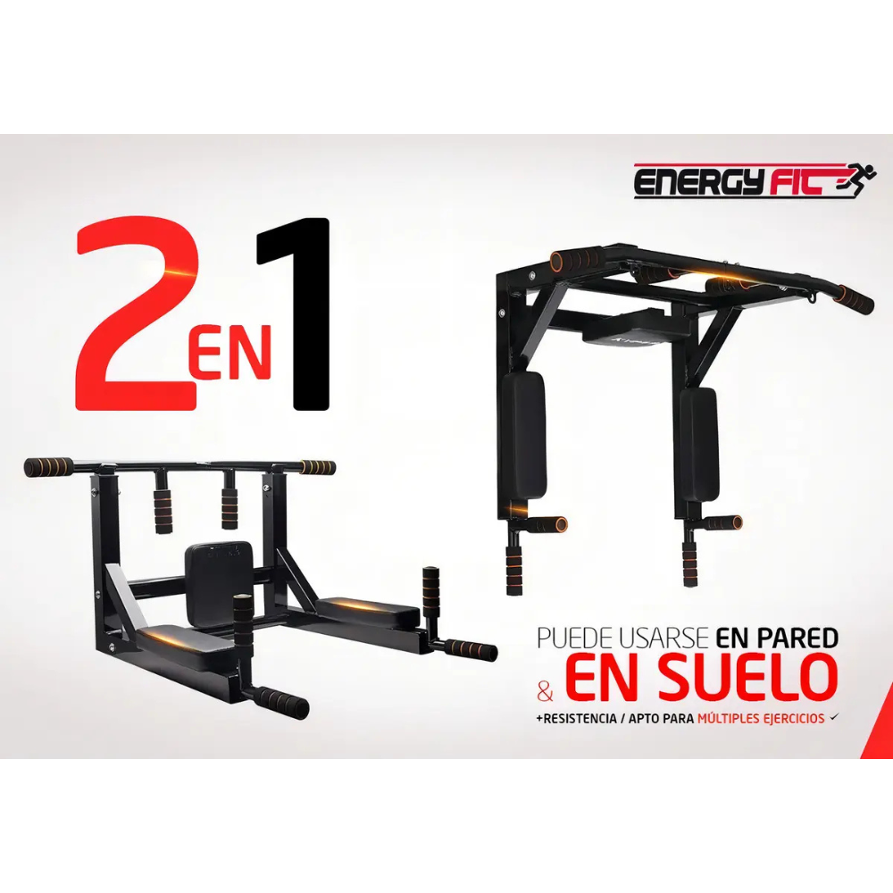 Barra Dominadas Pared Desmontable 300kg Reforzada Energy Fit Acero