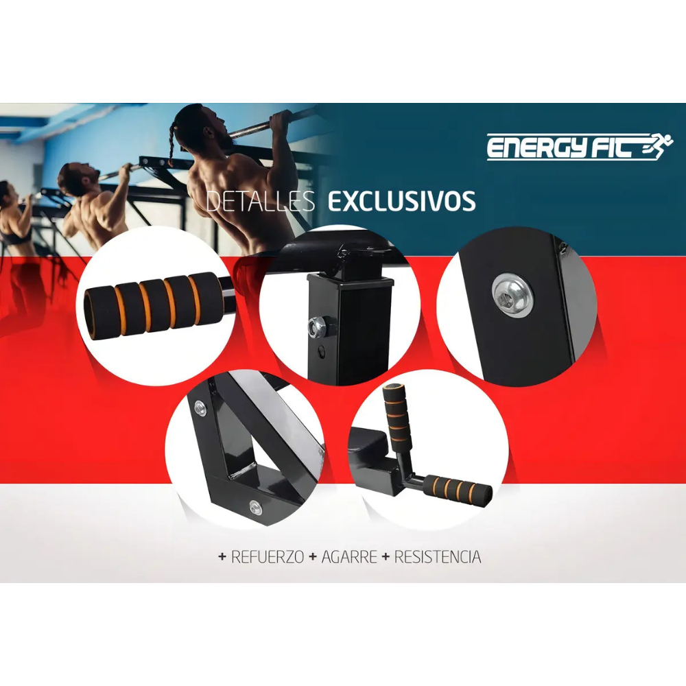 Barra Dominadas Pared Desmontable 300kg Reforzada Energy Fit Acero