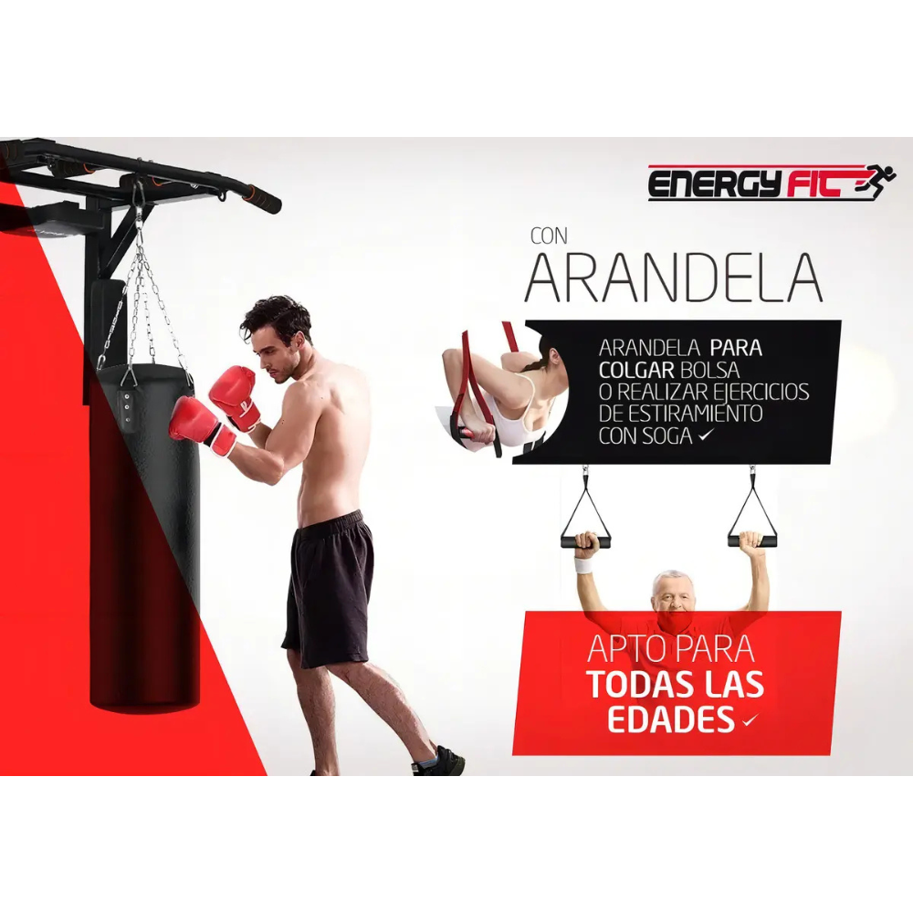 Barra Dominadas Pared Desmontable 300kg Reforzada Energy Fit Acero