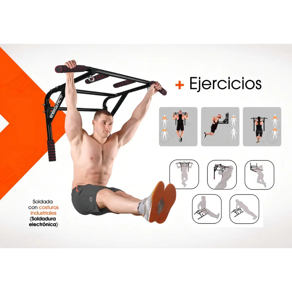 Barra Dominadas Pared Desmontable 2 En 1 Paralelas Gimnasio Energy Fit