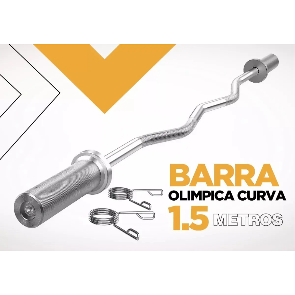 Barra Olímpica W Curva Energy Fit 1.5m Cromada 50mm con Rulemanes
