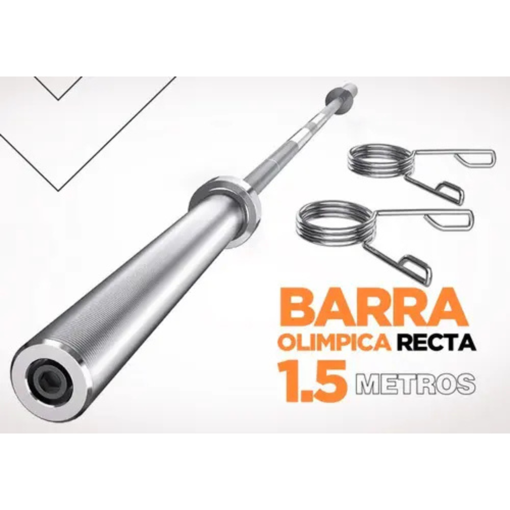 Barra Olimpica Maciza 1.5m Energy Fit 50mm Cromado Pesas Gym