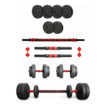 Kit Mancuernas Y Barra Topes A Rosca 25kg Discos