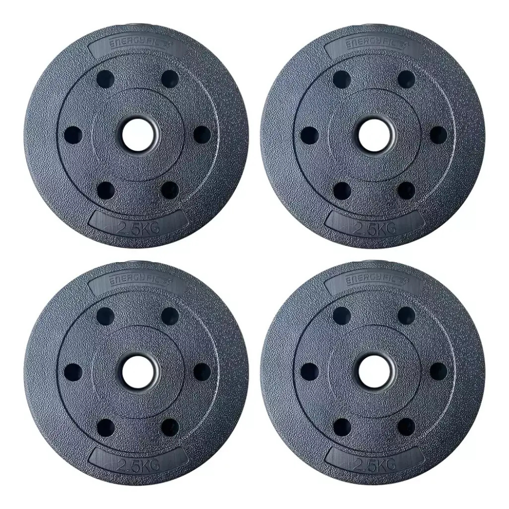 Discos Pesas Pvc Mancuernas Barra 30mm X 4 Unidades Negro