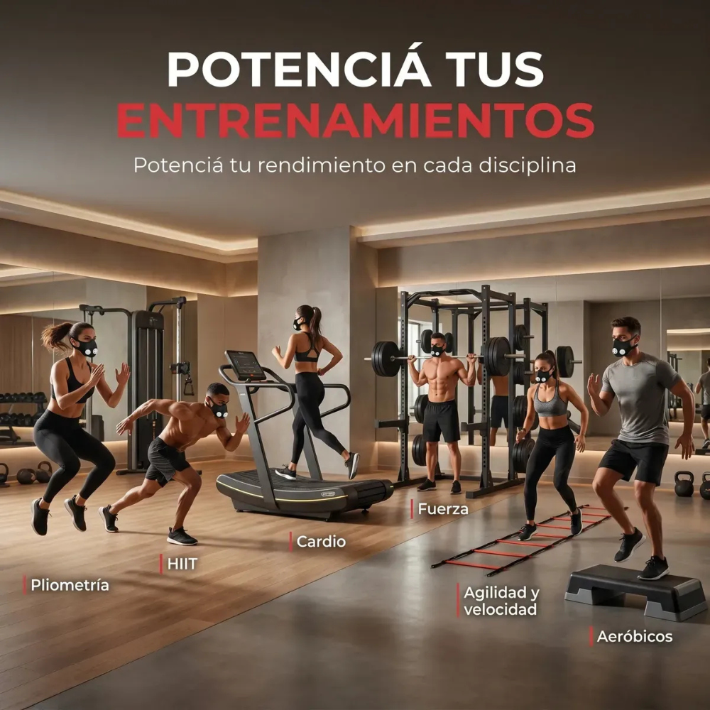 Mascara Entrenamiento Altura Crossfit + Filtros Energy Fit Negro