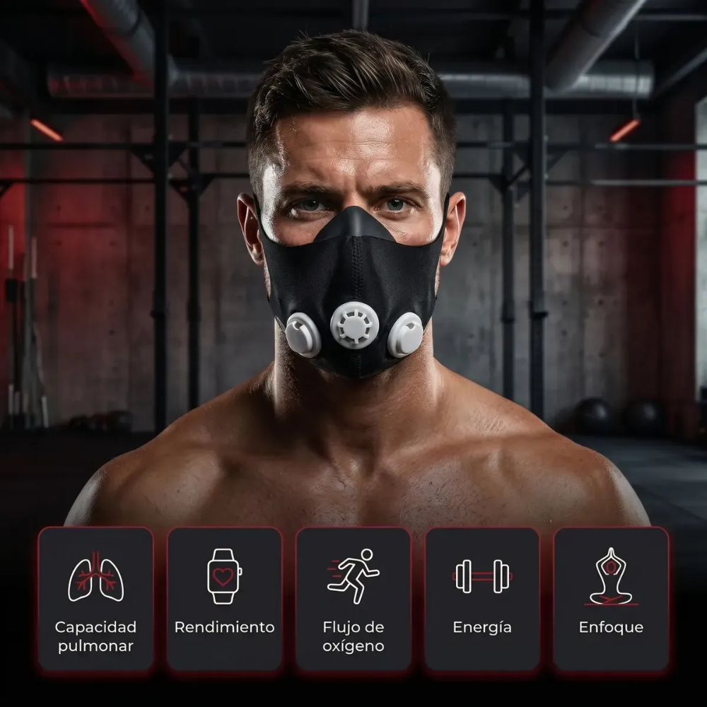 Mascara Entrenamiento Altura Crossfit + Filtros Energy Fit Negro