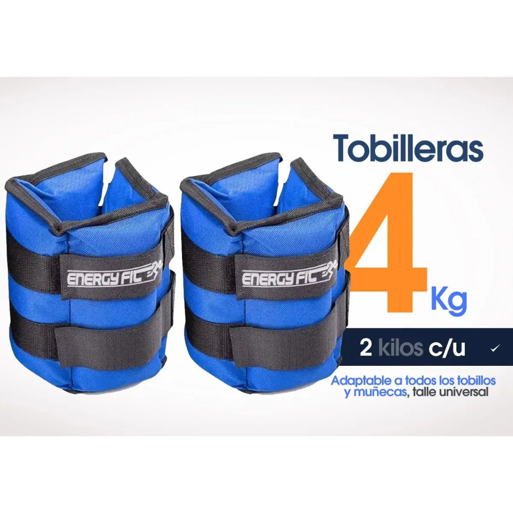 Pesas Tobilleras Par 4kg Deportivas Piernas Tobillos Fitness Energy Fit