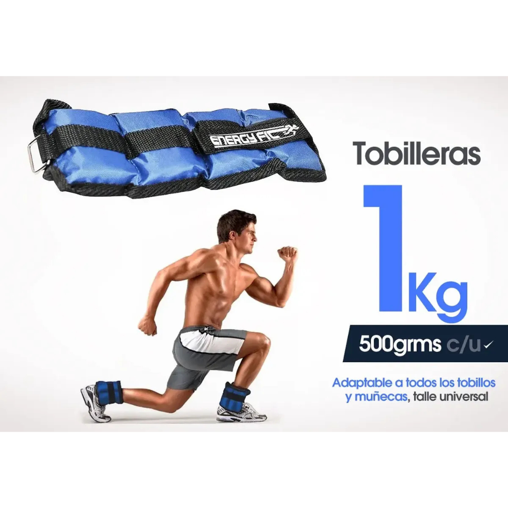 Pesas Tobilleras Par 1kg Deportivas Piernas Tobillos Fitness