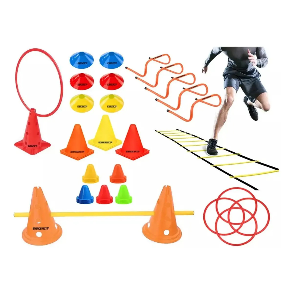 Kit Entrenamiento Futbol Conos Vallas Aros Escalera 61 Unidades