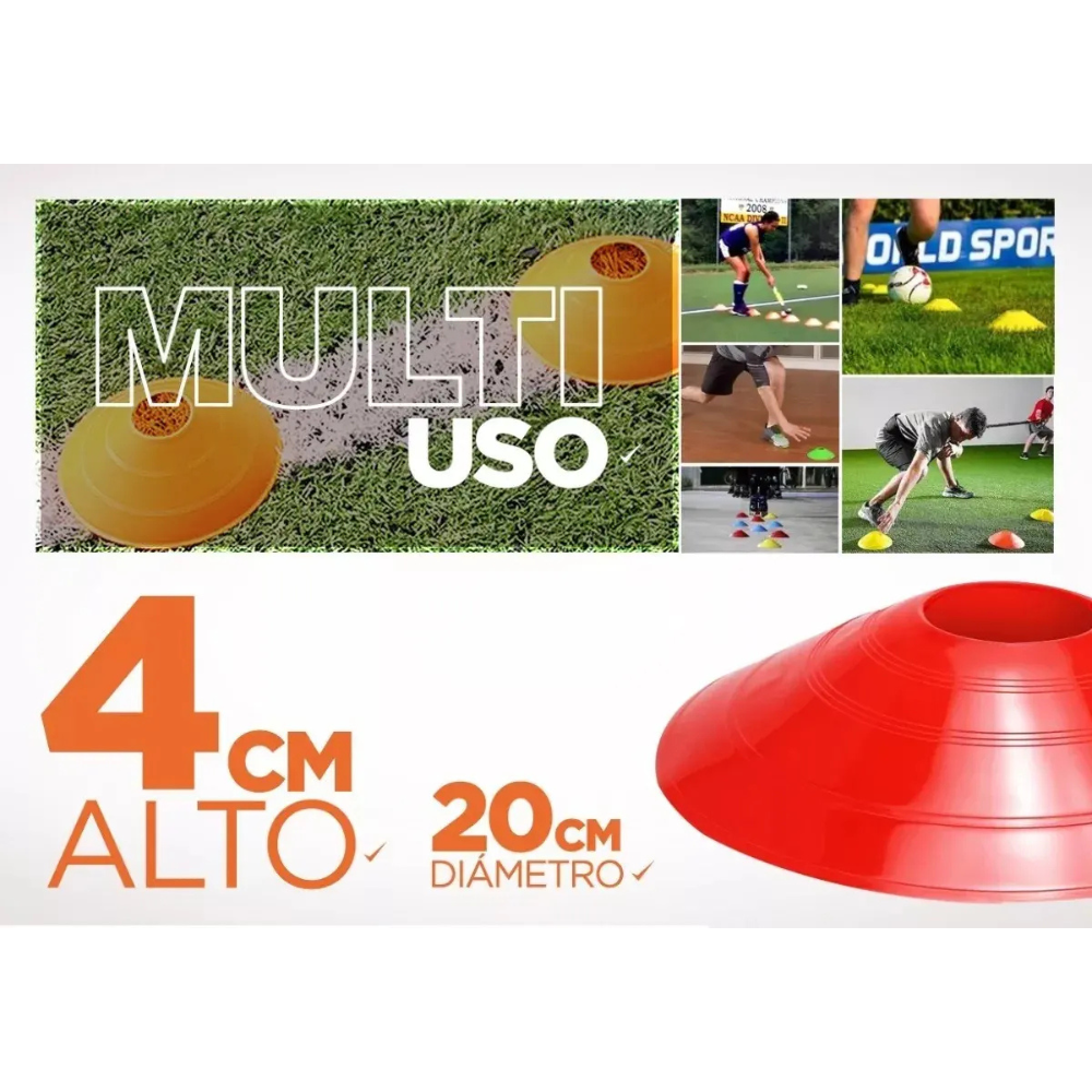 Kit Conos Entrenamiento 50 Unid Futbol Agilidad Velocidad