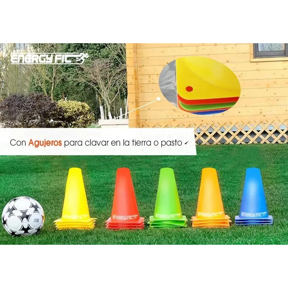 Conos Entrenamiento Kit De 10 Uni Coordinacion Futbol 23 Cm