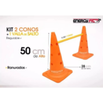 Kit Conos + Valla Salto Futbol 50cm Regulables Y Ranurados