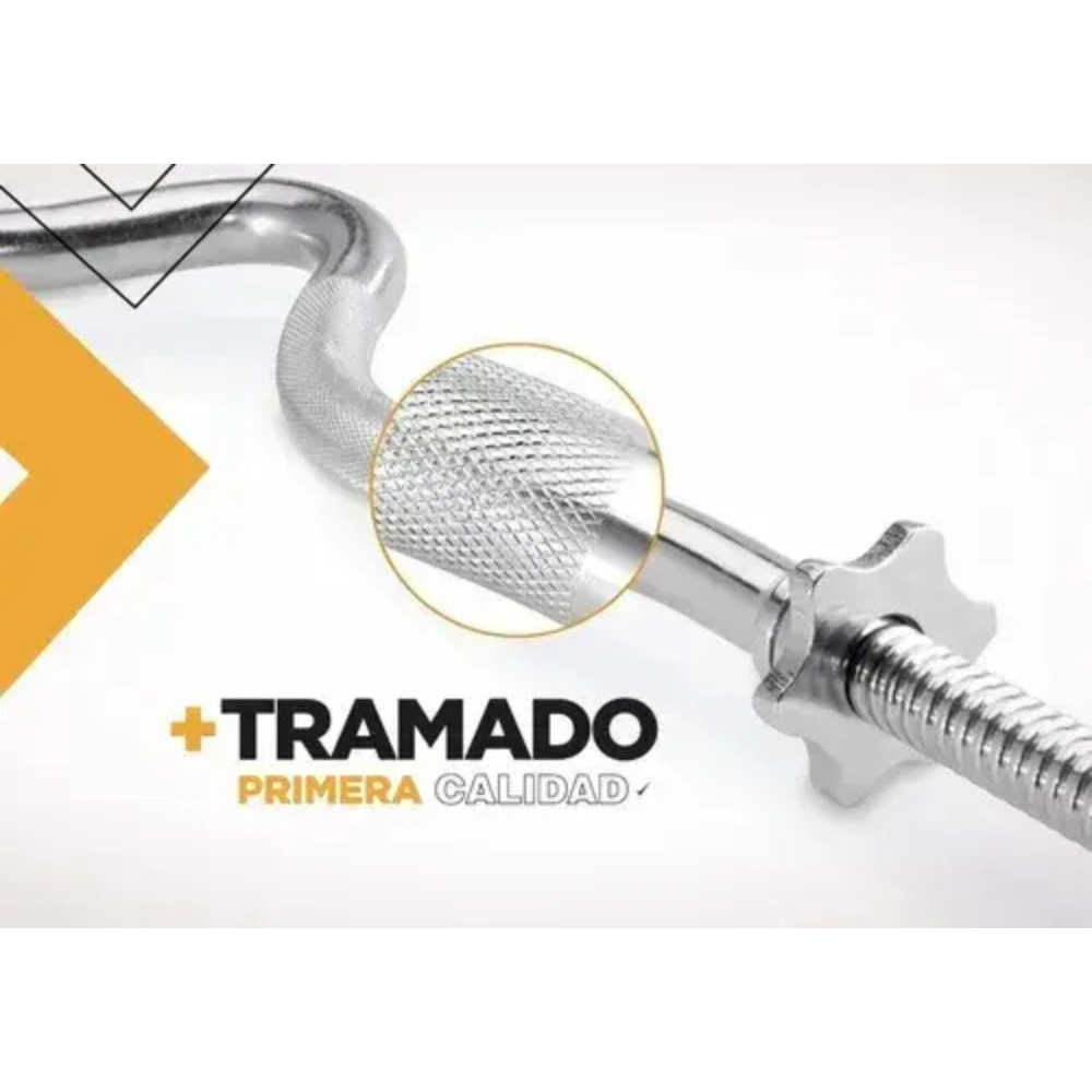 Barra Ez W Curva Pronunciada 1.2 metros + 2 Mancuernas + 30kg En Discos