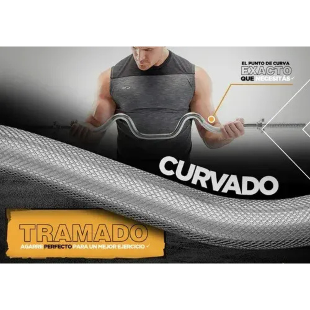 Barra Ez W Curva Pronunciada 1.2 metros + 2 Mancuernas + 30kg En Discos
