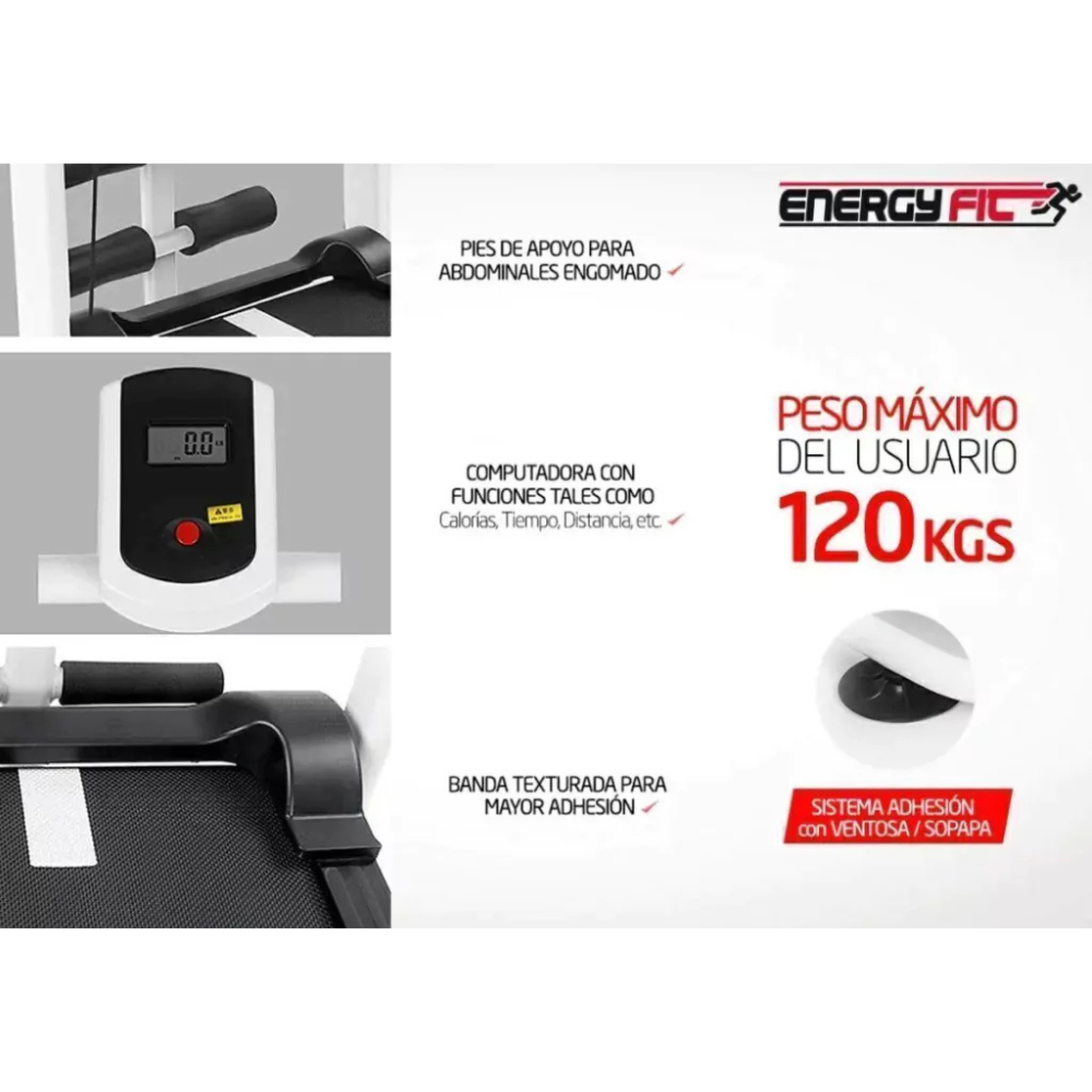 Cinta Caminadora Correr MAGNETICA 120 Kgs Energy Fit + Rueda