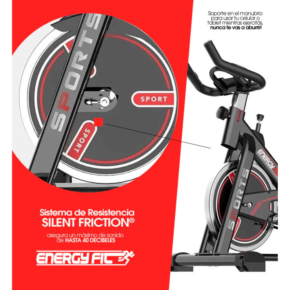 Bicicleta Fija Spinning Profesional Energy Fit con App Bluetooth