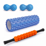 Kit Rolo Rodillo 45cm + Stick Masajeador + 2 Pelotas Pinches