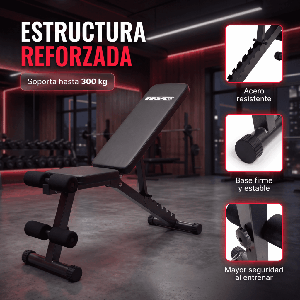 Banco Gym Plano Plegable Regulable Multiangular Premium