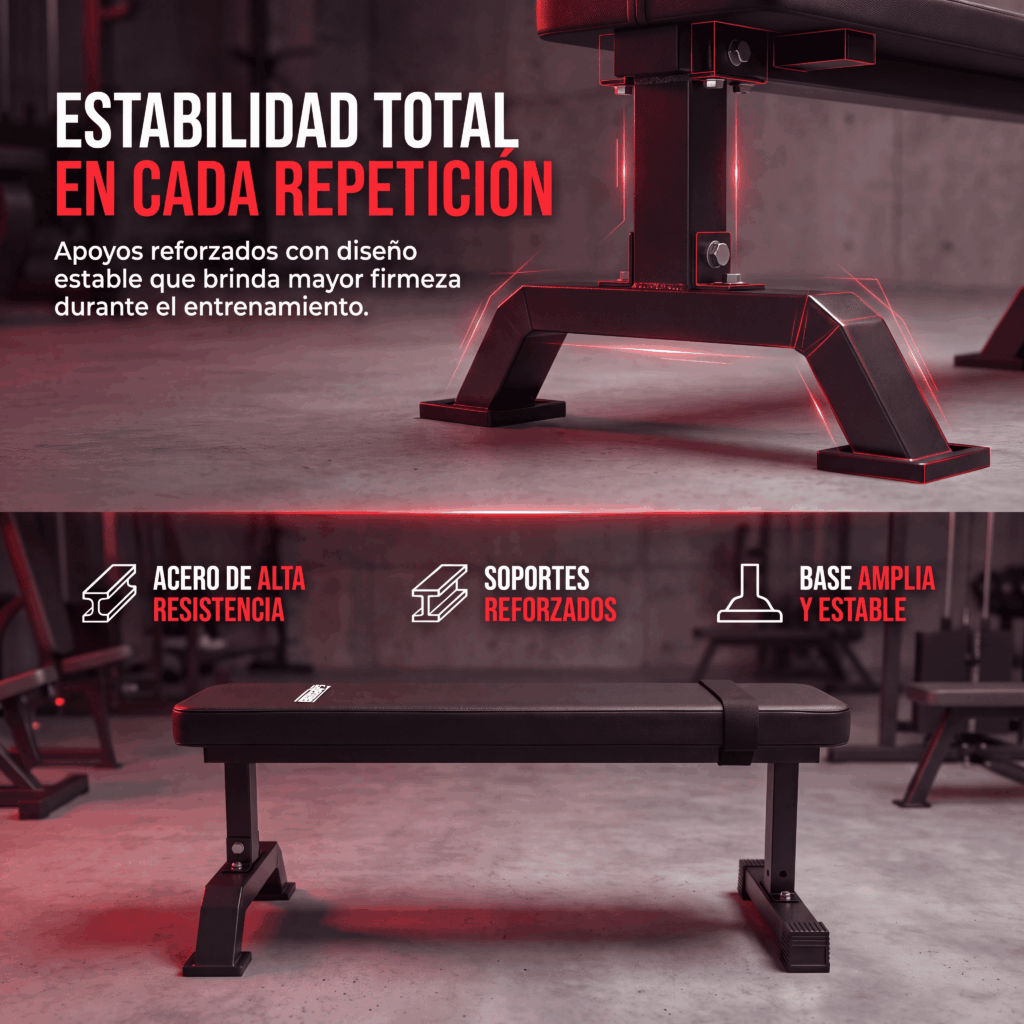 Banco Gym Plano Pecho Reforzado 300kg Premium Energy Fit