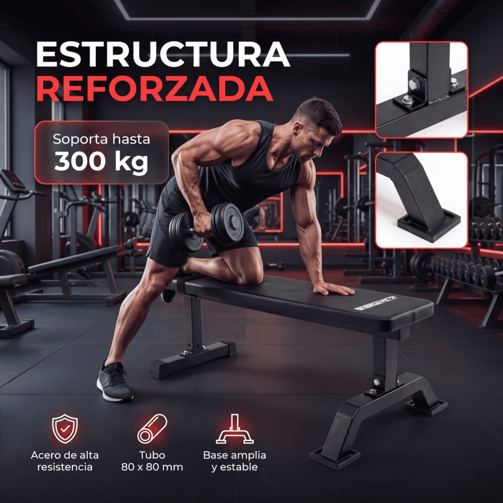 Banco Gym Plano Pecho Reforzado 300kg Premium Energy Fit