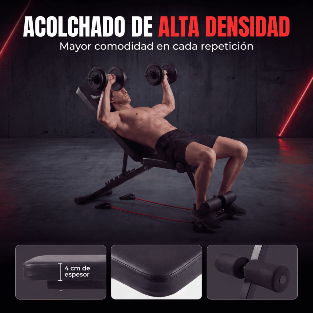Banco Gym Plano Plegable Regulable Multiangular Premium