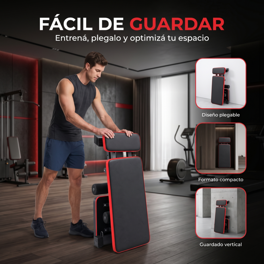Banco Gym Plegable Multifunción Regulable Scott Abdominales