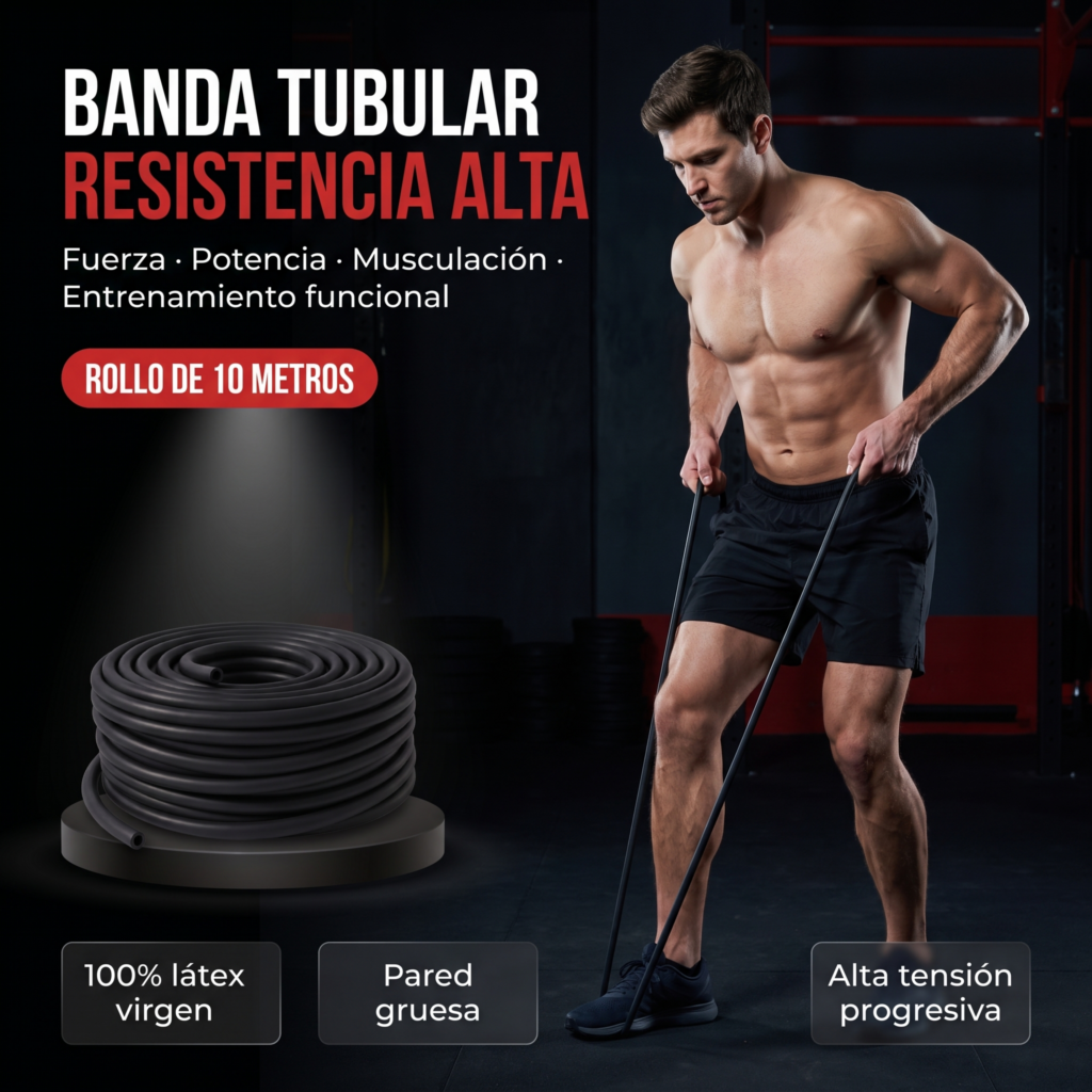 Banda Elastica Resistencia Tubular Rollo 10 Mts Intensidad Alta